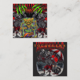 Nuclear Crunch Mutant & Zombie Skeleton | Dark Fan Square Business Card