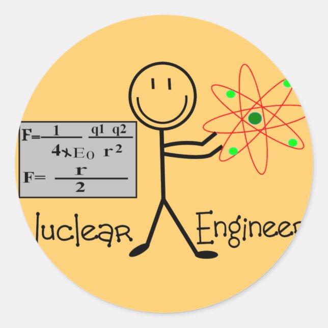 Nuclear Engineer Gifts--Stick People Humour Classic Round Sticker (Front)
