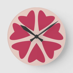 Nuclear Hearts - magenta red - image. Round Clock