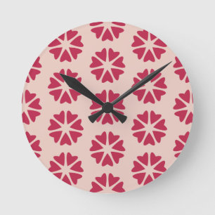 Nuclear Hearts - magenta red - seamless pattern. Round Clock