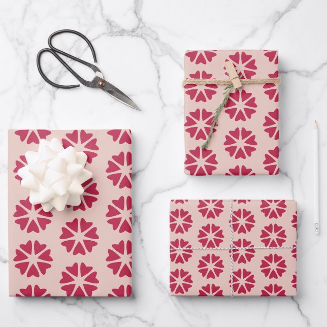 Nuclear Hearts - magenta red - seamless pattern. Wrapping Paper Sheet (Front)
