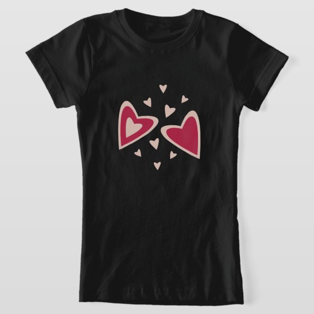 Nuclear Hearts - pink and red - image.    T-Shirt (Laydown)