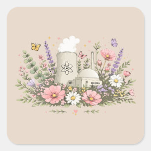 Nuclear Power Blossoms Square Sticker