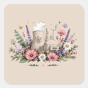 Nuclear Power Blossoms Square Sticker