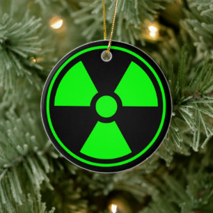 Nuclear Radioactive Radiation Symbol in green Ceramic Tree Decoration