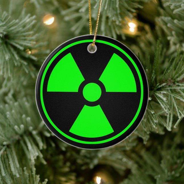 Nuclear Radioactive Radiation Symbol in green Ceramic Tree Decoration (Tree)
