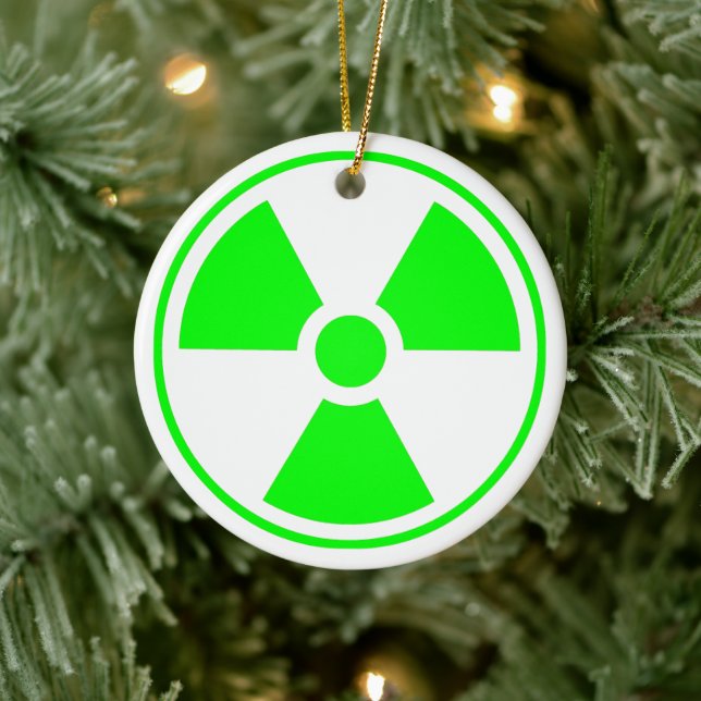 Nuclear Radioactive Radiation Symbol in green Ceramic Tree Decoration (Tree)