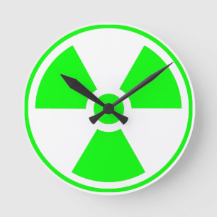 Nuclear Radioactive Radiation Symbol in green Round Clock