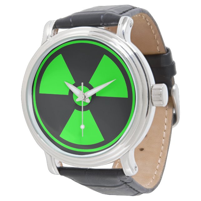 Nuclear Radioactive Radiation Symbol in green Watch (Angled)