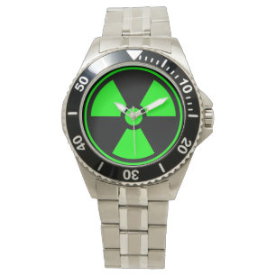 Nuclear Radioactive Radiation Symbol in green Watch