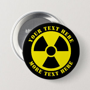 Nuclear radioactive symbol black & yellow nuke 7.5 cm round badge
