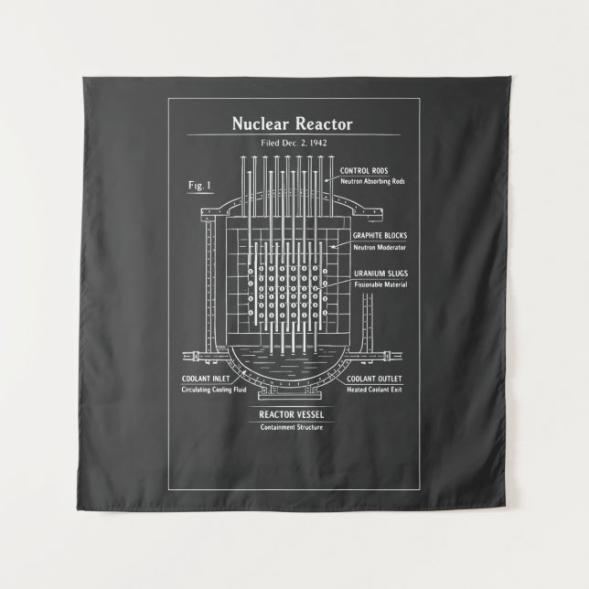 Nuclear Reactor Blueprint Tapestry (Front)