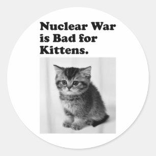 Nuclear War Is Bad For Kittens Cute Cat Saying  Classic Round Sticker