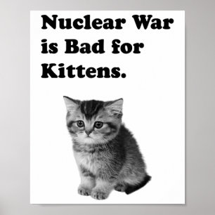 Nuclear War Is Bad For Kittens Sadness Cat Animal Poster