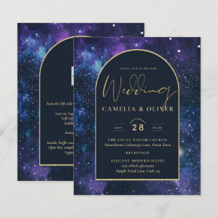 NUDGET Starry Night Purple Blue Wedding INVITE