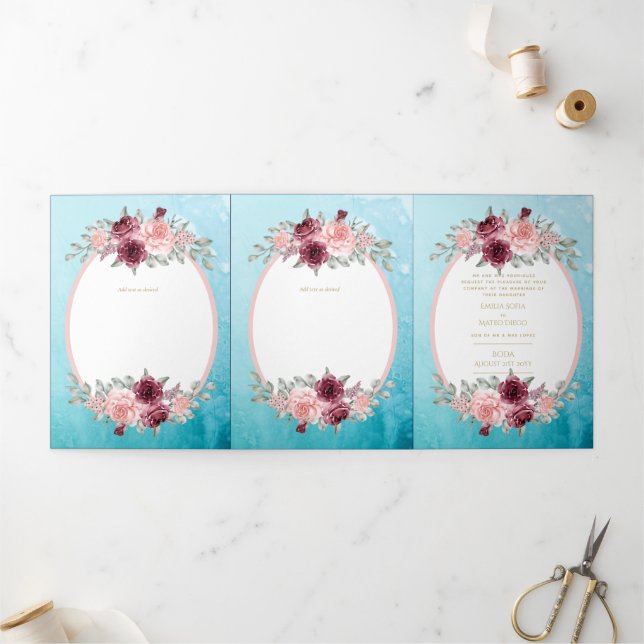 Nuestra Boda 6 page Spanish Wedding Invite (Outside)