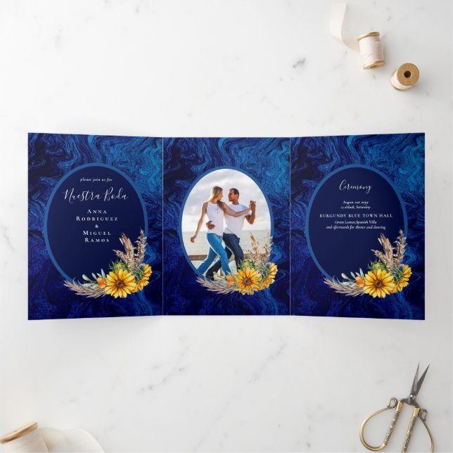 Nuestra Boda 6 page Sunflowers Wedding Invite (Inside)