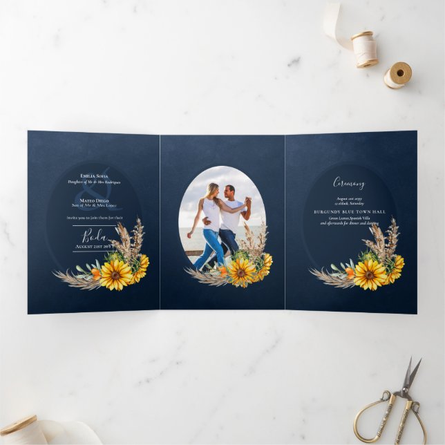 Nuestra Boda 6 page Sunflowers Wedding Invite (Inside)