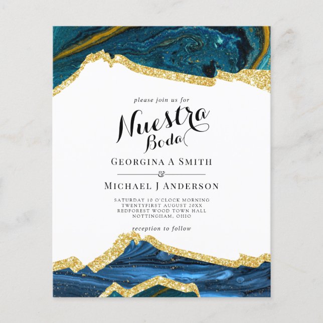 Nuestra Boda AGATE Gold Spanish Wedding INVITE (Front)