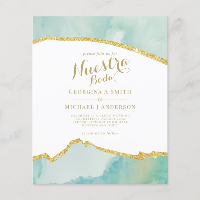 Nuestra Boda AGATE Gold Spanish Wedding INVITE (Front)