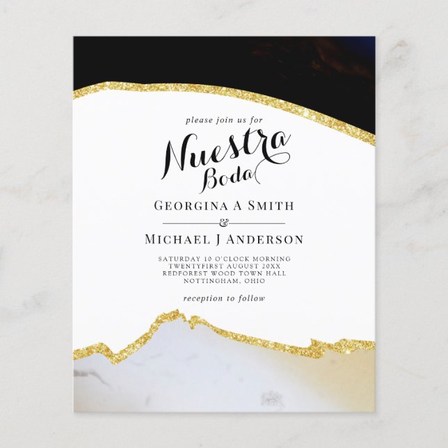 Nuestra Boda AGATE Gold Spanish Wedding INVITE (Front)