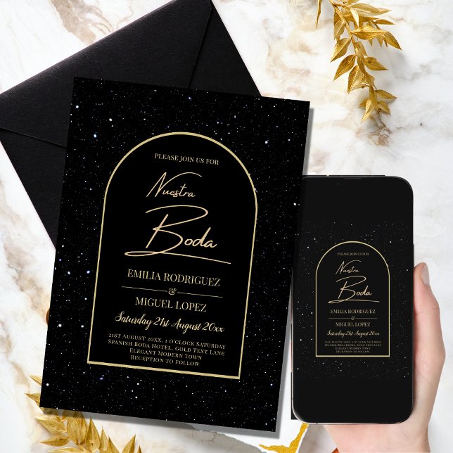 NUESTRA BODA BLACK GOLD Starry Night INVITE (Creator Uploaded)