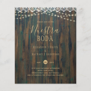 NUESTRA BODA BUDGET RUSTIC LIGHTS LACE INVITE FLYER