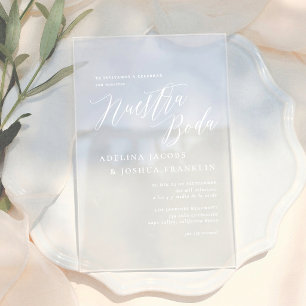 Nuestra Boda Caligrafía Moderna Elegante Wedding Acrylic Invitations