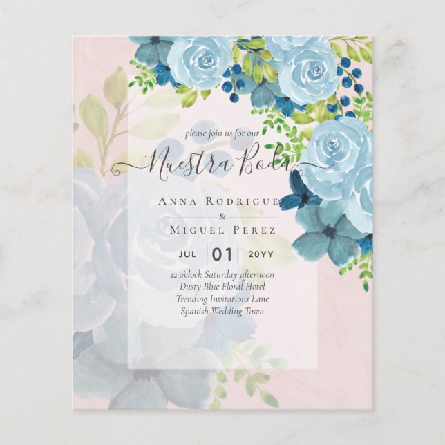 NUESTRA BODA Dusty Blue Floral BUDGET (Front)