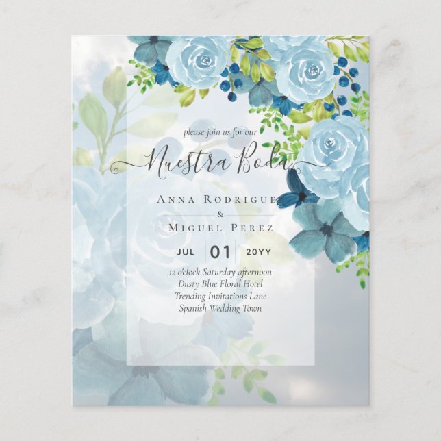 NUESTRA BODA Dusty Blue Floral BUDGET (Front)