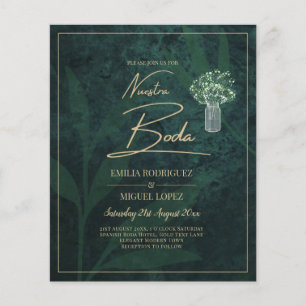 NUESTRA BODA Emerald Green Gold Gypsophila INVITE Flyer
