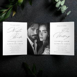 Nuestra Boda English Spanish Bilingual Wedding Tri-Fold Invitation
