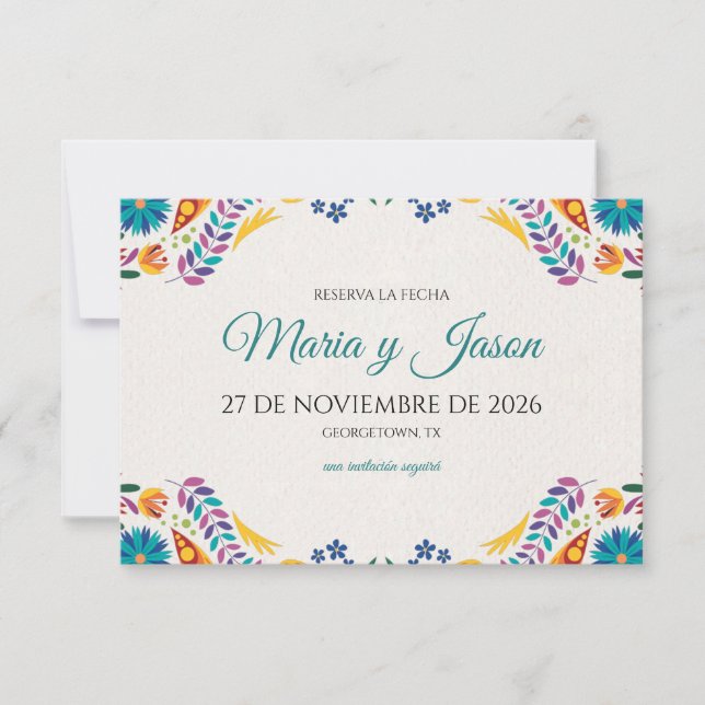 Nuestra Boda Flowers Botanical Spanish Wedding Save The Date (Front)