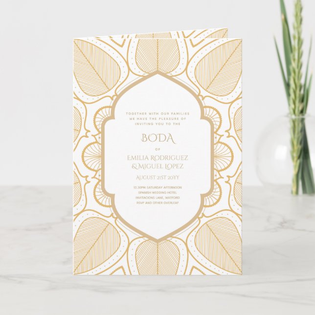 Nuestra Boda GOLD 4age Spanish Wedding INVITE  (Front)
