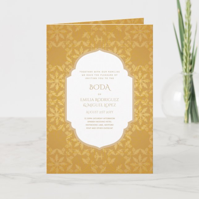 Nuestra Boda GOLD 4age Spanish Wedding INVITE  (Front)