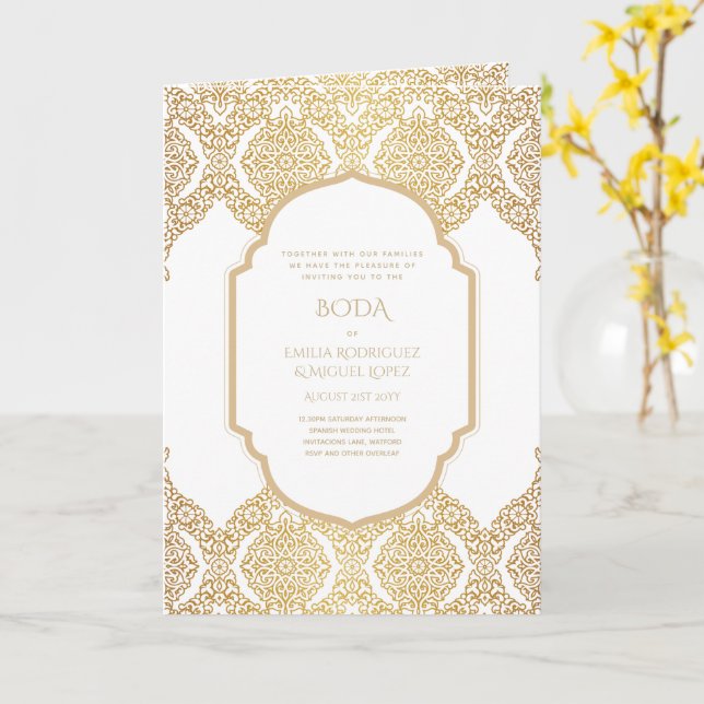 Nuestra Boda GOLD 4age Spanish Wedding INVITE  (Yellow Flower)