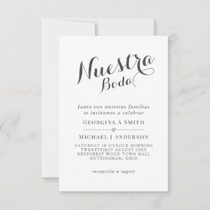 Nuestra Boda Invitacion BlackWhiteSpanish Wedding Invitation