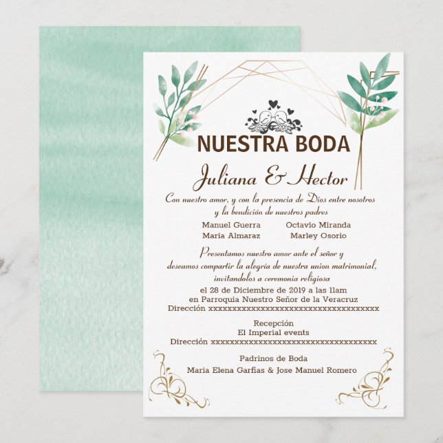 Nuestra Boda Invitation (Front/Back)
