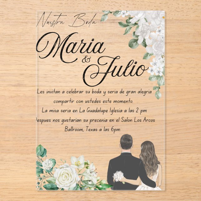 Nuestra Boda/Our Wedding  Acrylic Invitations (Front)
