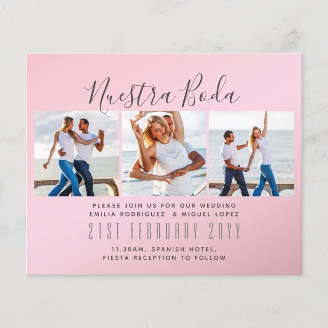 Nuestra Boda Photo Collage Wedding INVITE (Front)