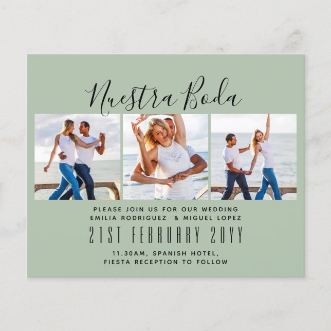 Nuestra Boda Photo Collage Wedding INVITE (Front)