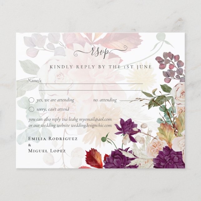 NUESTRA BODA Plum Fall Floral Spanish Wedding (Front)