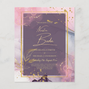 NUESTRA BODA Purple Pink Gold  Ink Wedding INVITE Flyer
