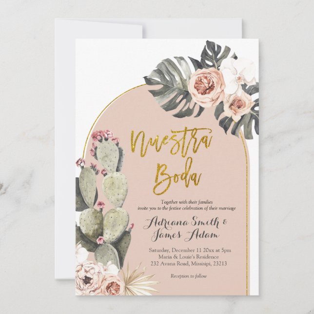 Nuestra Boda Spanish Wedding Invitacion Invitation (Front)