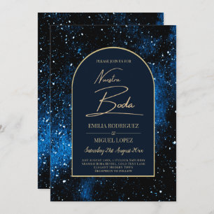 NUESTRA BODA Starry Night Navy Blue Gold INVITE