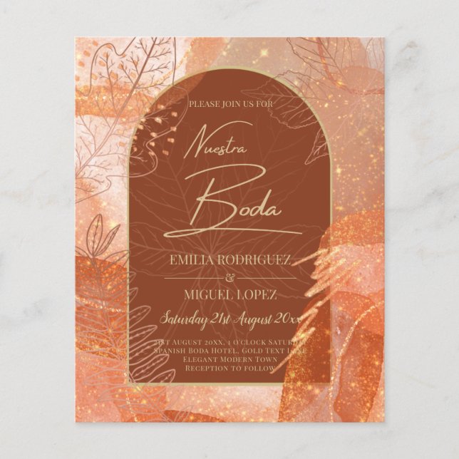NUESTRA BODA Terracotta FALL Wedding Invite Flyer (Front)