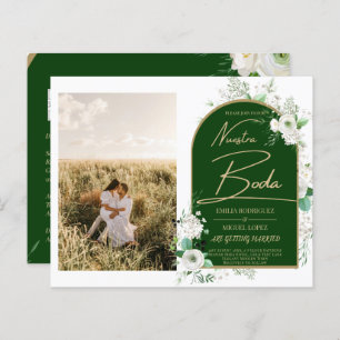 NUESTRA BODA White Roses Spanish Photo Invites