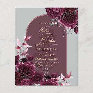 NUESTRA BODA Wine Red Roses INVITACIONS Flyer