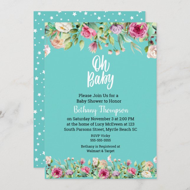 Nuetral  Baby Shower_Oh Baby Invitation (Front/Back)