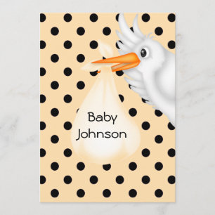 Nuetral Personalised Stork Baby Shower  Invitation